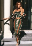 As Show Print Stitching Low Waist Two-piece suit