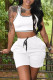 White Casual Sportswear Solid Vests U Neck Sleeveless Two Pieces