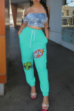 Red Casual Print Patchwork Harlan High Waist Harlan Positioning Print Bottoms