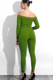 Light Gray Sexy Solid bandage Patchwork Long Sleeve V Neck Jumpsuits