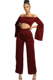 White Sexy Patchwork Solid Ruffled Long Sleeve one word collar Jumpsuits