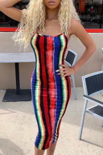 Multi-color Sexy Print Patchwork Pencil Skirt Dresses