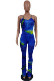 rose red Fashion Sexy Print Patchwork Tie-dyed Draped Sleeveless Slip Jumpsuits