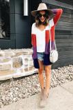 Orange and apricot colour knitting cardigan Long Sleeve Striped 