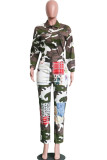 Camouflage Casual Print Long Sleeve Turndown Collar