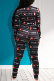 Rose Red Sweet Print V Neck Regular Jumpsuits