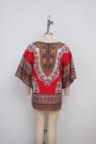 Black Fashion adult Sexy Bat sleeve Half Sleeves O neck Swagger Mini Patchwork Print