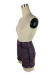 Purple Fashion Casual Solid Basic High Waist Straight Jeans