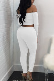 Wine Red Sportswear Solid Patchwork Bateau Neck Long Sleeve Two Pieces