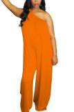 White Fashion Sexy Patchwork Solid Sleeveless one shoulder collar Jumpsuits