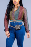 colour zipper Gradient Pure Long Sleeve Outerwear