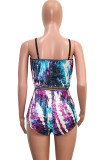 Orange Fashion Sexy Leopard Two Piece Suits Straight Sleeveless Two Pieces