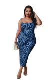 Brown Fashion Sexy adult Slip Leopard Patchwork Print Stitching Plus Size