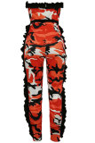 Green Drawstring Mid Patchwork camouflage pencil Pants Jumpsuits & Rompers