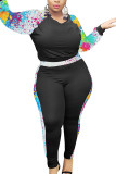 Yellow Fashion Casual Patchwork Print Patchwork O Neck Plus Size 