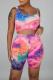 Red Sexy Print Patchwork U Neck Sleeveless Two Pieces