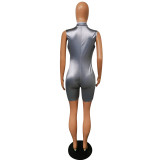 Grey Sleeveless Solid Regular shorts