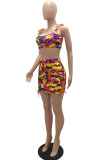 Camouflage Fashion Active adult Patchwork Print Camouflage Bandage Two Piece Suits Hip skirt Sleeveless Two Pieces