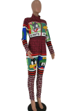 Black Sexy Fashion Print zipper letter Long Sleeve O Neck 