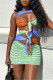 Light Green Fashion Sexy Patchwork Hollowed Out O Neck Sleeveless Dress
