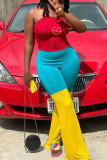 Red Sexy Casual Solid Patchwork Halter Sleeveless Two Pieces