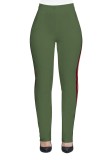 Red Casual Active Patchwork Flat Straight Midweight Pants