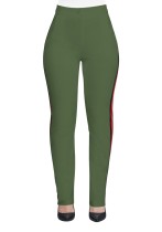 Army Green Casual Active Patchwork Flat Straight Midweight Pants