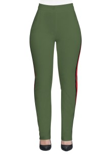 Army Green Casual Active Patchwork Flat Straight Midweight Pants