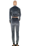 Black Elastic Fly Long Sleeve Mid Patchwork pencil Pants Two-piece suit