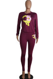 Blue Active Solid Two Piece Suits Print Patchwork pencil Long Sleeve
