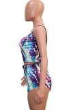 Orange Fashion Sexy Leopard Two Piece Suits Straight Sleeveless Two Pieces