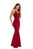 Red Fashion adult Sexy Spaghetti Strap Sleeveless Slip Slim Dress Floor-Length Patchwork Solid