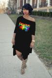 Grass Green adult Fashion Sexy One Shoulder Long Sleeves one shoulder collar Swagger Mid-Calf Print Ch