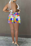 Red Casual Print Tassel Patchwork Straight High Waist Straight Full Print Bottoms