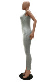Pink Fashion Casual Patchwork Solid Draped Sleeveless Slip Jumpsuits