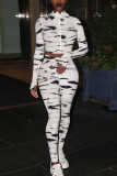 Colour Sexy Print Patchwork O Neck Long Sleeve Two Pieces