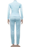 White Fashion Active adult Ma'am Patchwork Solid Two Piece Suits pencil Long Sleeve Two Pieces
