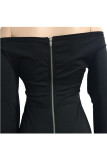 White Sexy Patchwork Solid Ruffled Long Sleeve one word collar Jumpsuits