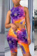 purple Fashion Sexy Print Two Piece Suits Straight Sleeveless Two Pieces