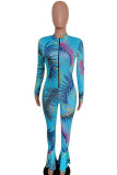 Rose Casual Print Patchwork O Neck Regular Jumpsuits