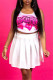 White Sexy Casual Letter Print Vests U Neck Sleeveless Two Pieces