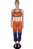 Pink Sexy Fashion backless Patchwork Zippered Solid Straight Long Sleeve Two-piece Pants Set
