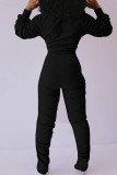 Grey Fashion Sexy adult Ma'am Patchwork Solid Two Piece Suits Straight Long Sleeve Two Pieces