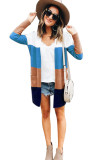 Orange and apricot colour knitting cardigan Long Sleeve Striped 