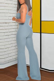 Yellow Fashion Sexy adult Ma'am Solid Two Piece Suits Loose Sleeveless Two Pieces