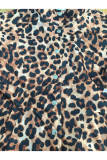 Leopard print Casual Patchwork Leopard Print Two Piece Suits pencil Long Sleeve 