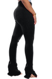 Red Fashion Casual Adult Pit Article Fabrics Solid Slit Skinny Bottoms