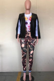 Black PU O Neck Long Sleeve Solid Long Sleeve Tops