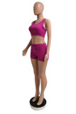 Blue Casual Sportswear Solid Vests U Neck Sleeveless Two Pieces