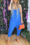 Purple Sexy Solid Patchwork Halter Harlan Jumpsuits